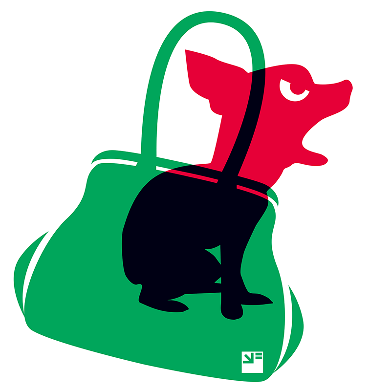 Angry Animals: chihuahua in little green bag by VrijFormaat