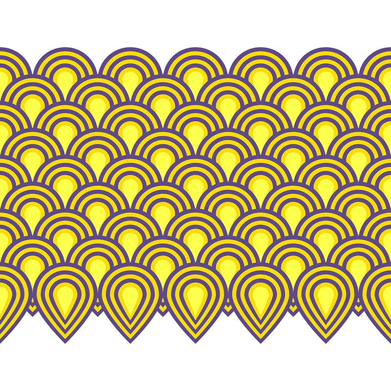 Patterns: 60s fan pattern (yellow & ultraviolet)