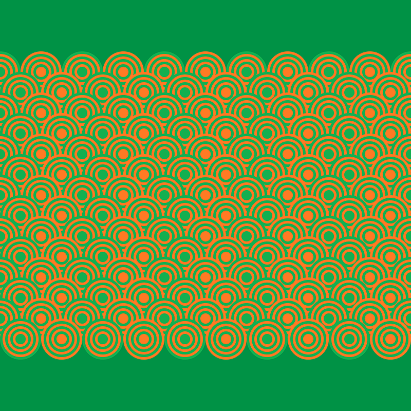 Patterns: 60s circle pattern (green & orange)