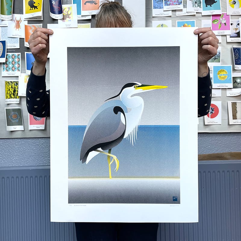 screen print Gray Heron ©VrijFormaat